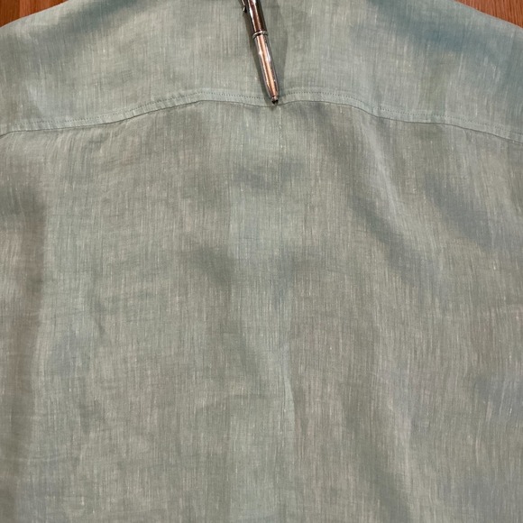 Frescobol Carioca Large Linen Short Sleeve Shirt Mint Green Quiet Luxury Resort - Picture 9 of 9